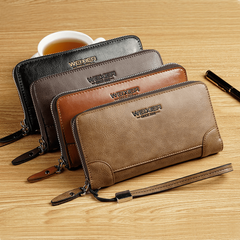 Men's Vintage PU Leather Business Long Wallet Clutch