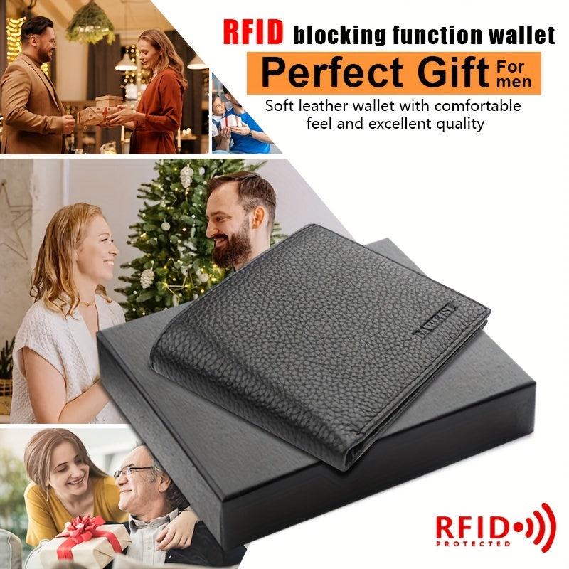 Men's RFID Leather Short Wallet Money Clip Vintage Card Holder