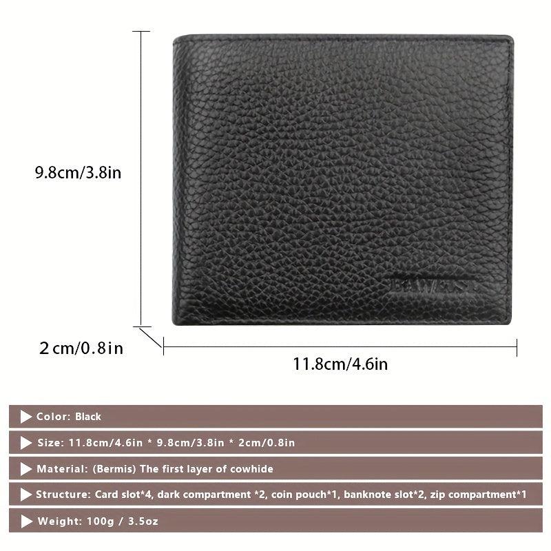 Men's RFID Leather Short Wallet Money Clip Vintage Card Holder