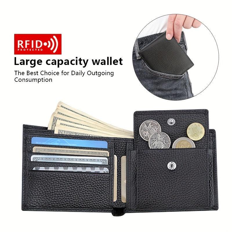Men's RFID Leather Short Wallet Money Clip Vintage Card Holder