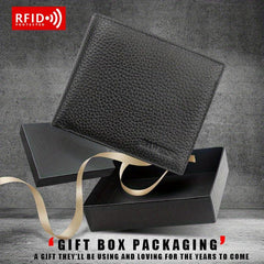 Men's RFID Leather Short Wallet Money Clip Vintage Card Holder