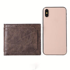 Men's Leather Short Wallet RFID Business Card Holder Money Clip