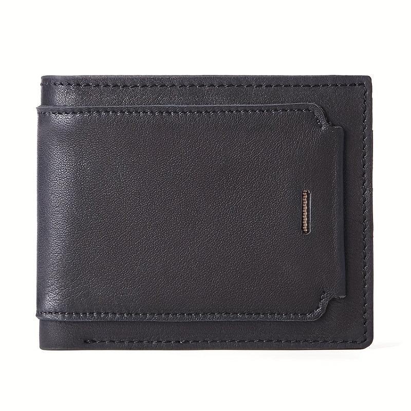 Men's Leather Short Wallet RFID Business Card Holder Money Clip