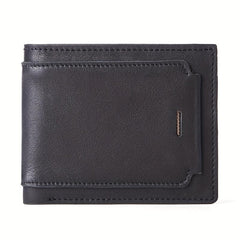Men's Leather Short Wallet RFID Business Card Holder Money Clip