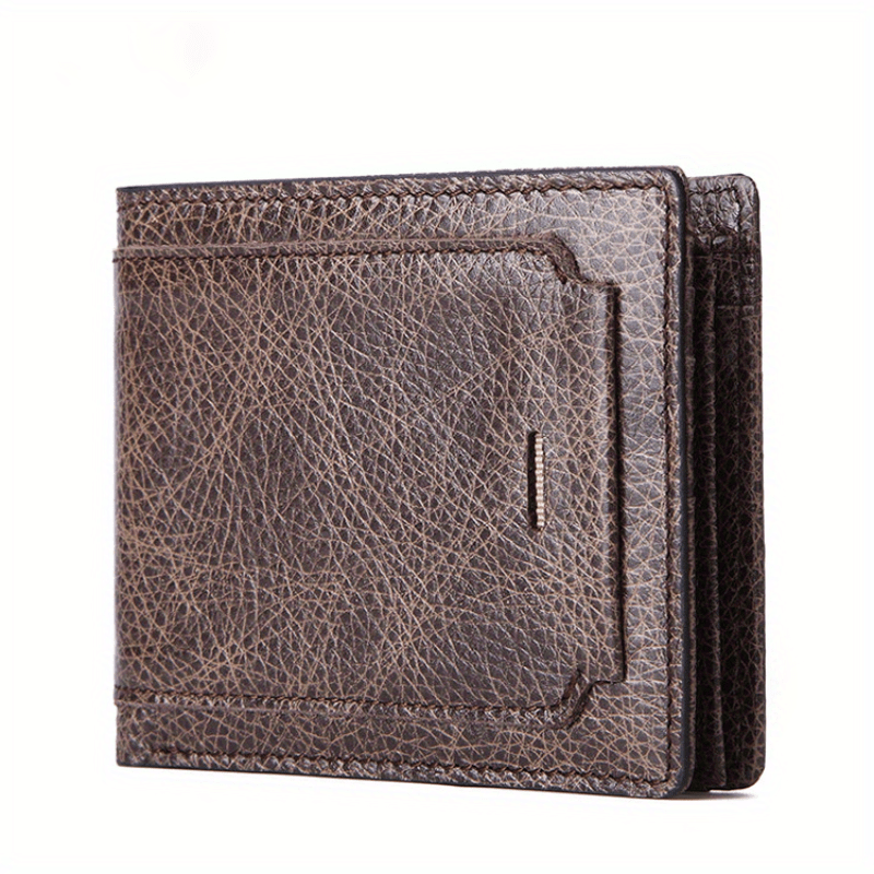 Men's Leather Short Wallet RFID Business Card Holder Money Clip