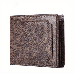 Men's Leather Short Wallet RFID Business Card Holder Money Clip