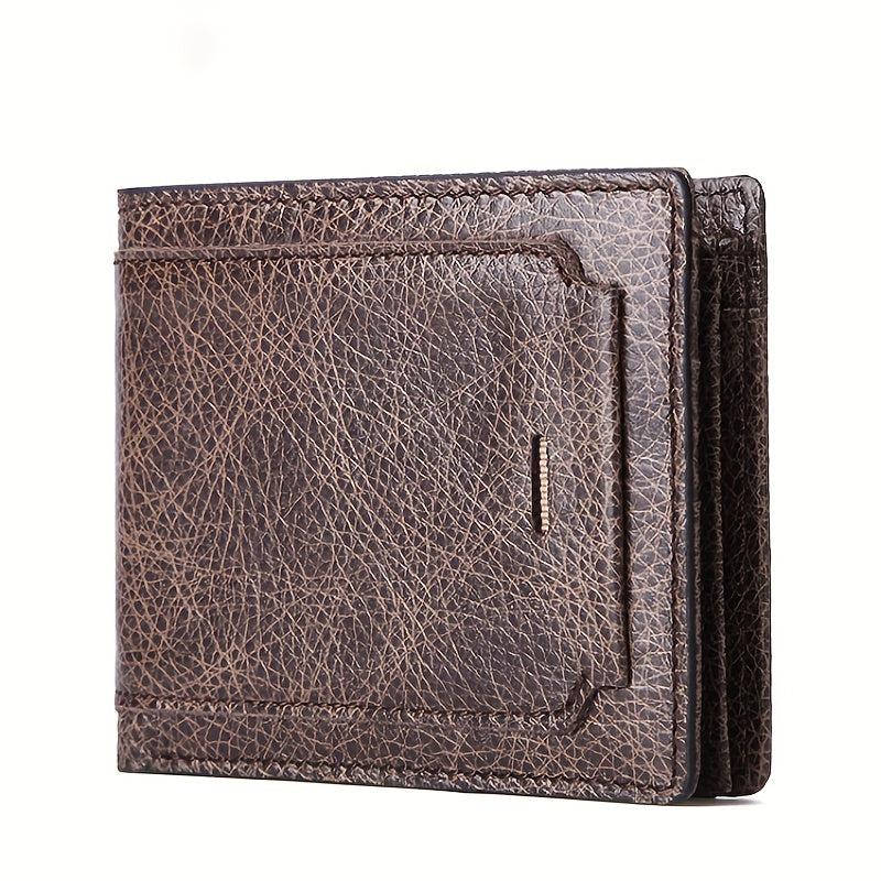 Men's Leather Short Wallet RFID Business Card Holder Money Clip