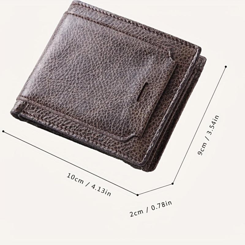Men's Leather Short Wallet RFID Business Card Holder Money Clip