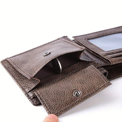 Men's Leather Short Wallet RFID Business Card Holder Money Clip