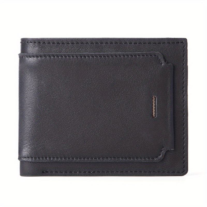 Men's Leather Short Wallet RFID Business Card Holder Money Clip