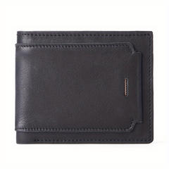 Men's Leather Short Wallet RFID Business Card Holder Money Clip