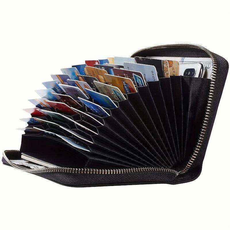 Father Leather Accordion Card Wallet RFID Passport Large Capacity