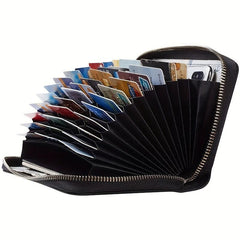 Father Leather Accordion Card Wallet RFID Passport Large Capacity