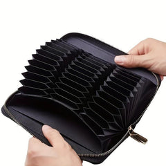 Father Leather Accordion Card Wallet RFID Passport Large Capacity