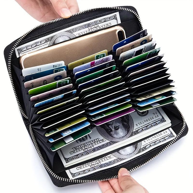 Father Leather Accordion Card Wallet RFID Passport Large Capacity