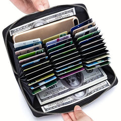 Father Leather Accordion Card Wallet RFID Passport Large Capacity