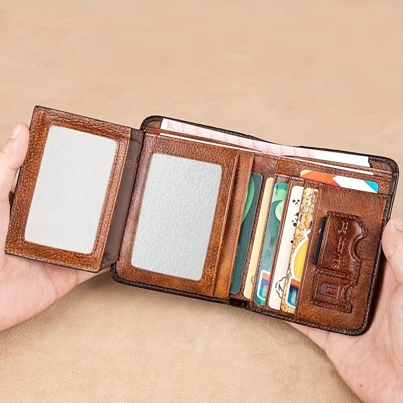 Men's Leather Wallet Anti-theft Card Holders Money Clip Coin Purse