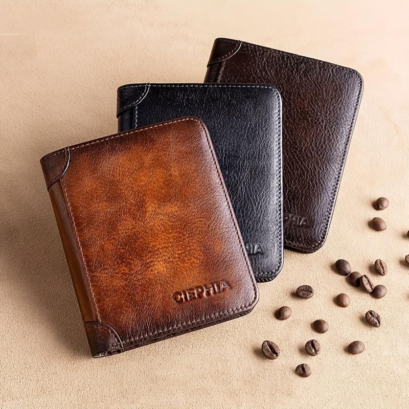 Men's Leather Wallet Anti-theft Card Holders Money Clip Coin Purse