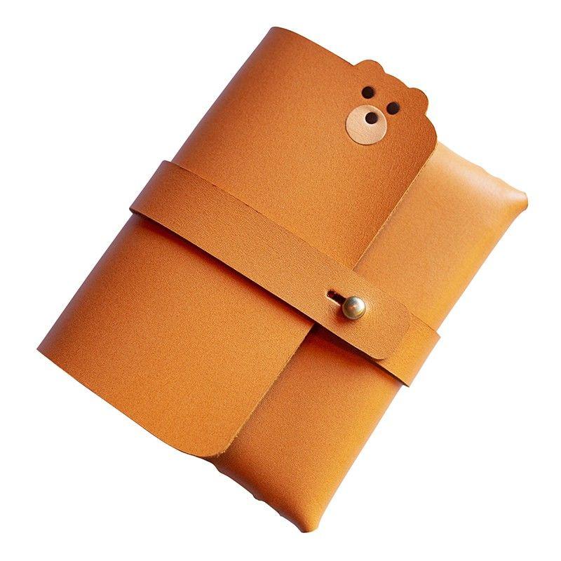 Bear Shape Cowhide Couple Wallet Document Bag Full Leather Wallet Card Bag