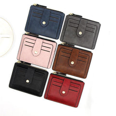 Men's Small Leather Wallet Credit ID Card Holder Zipper Coin Purse
