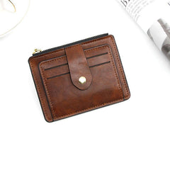 Men's Small Leather Wallet Credit ID Card Holder Zipper Coin Purse