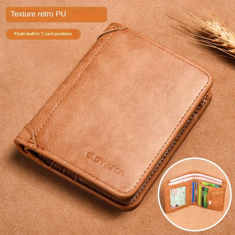 Men's Leather Short Wallet Money Clip Card Holder Purse