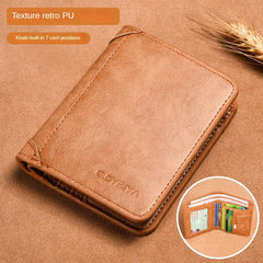 Men's Leather Short Wallet Money Clip Card Holder Purse
