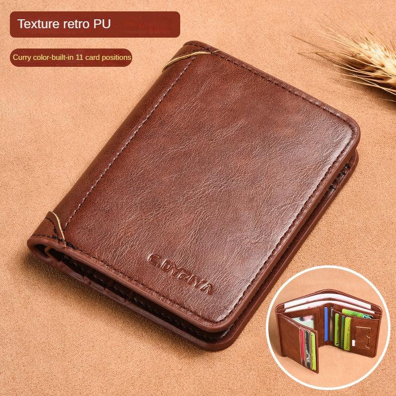 Men's Leather Short Wallet Money Clip Card Holder Purse