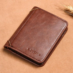 Men's Leather Short Wallet Money Clip Card Holder Purse
