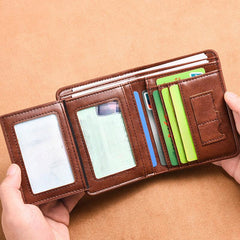 Men's Leather Short Wallet Money Clip Card Holder Purse