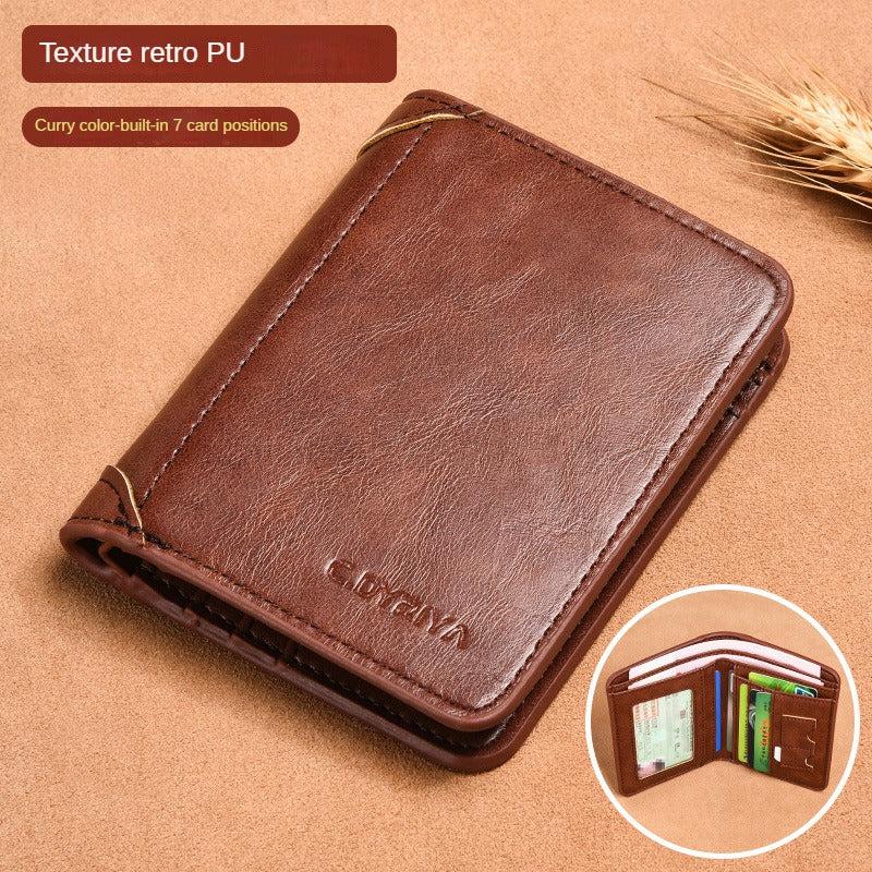 Men's Leather Short Wallet Money Clip Card Holder Purse