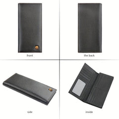 Men's Bifold Long Wallet Large Capacity Top Layer Cowhide Business Holder