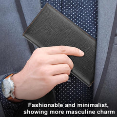Men's Bifold Long Wallet Large Capacity Top Layer Cowhide Business Holder