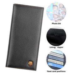 Men's Bifold Long Wallet Large Capacity Top Layer Cowhide Business Holder