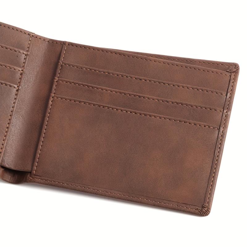 Men's Vintage Leather Short Wallet Card Holder Large Capacity Horizontal Wallet