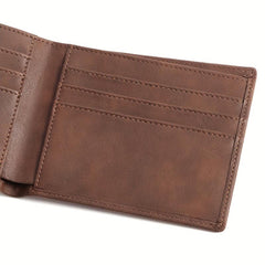 Men's Vintage Leather Short Wallet Card Holder Large Capacity Horizontal Wallet