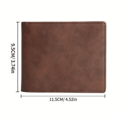 Men's Vintage Leather Short Wallet Card Holder Large Capacity Horizontal Wallet