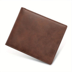 Men's Vintage Leather Short Wallet Card Holder Large Capacity Horizontal Wallet