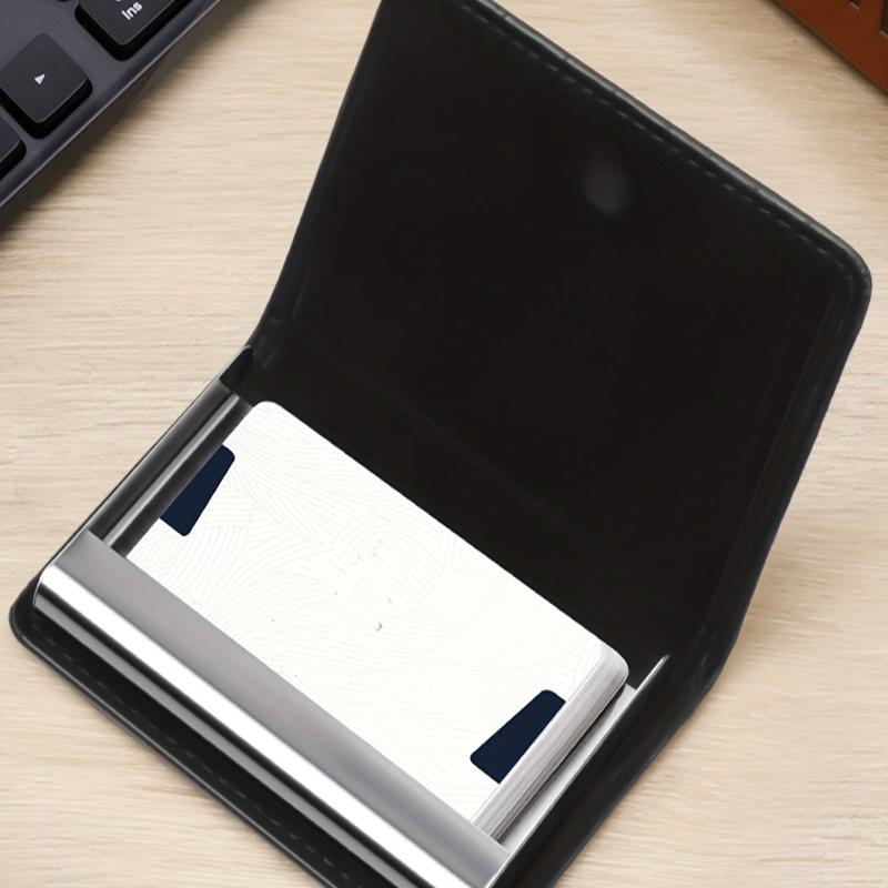 Men's Crocodile Pattern Leather Card Holder Aluminum Card Box