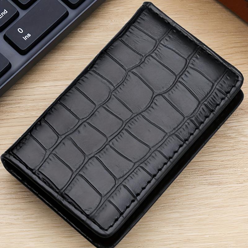 Men's Crocodile Pattern Leather Card Holder Aluminum Card Box