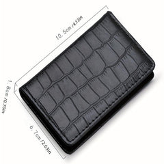 Men's Crocodile Pattern Leather Card Holder Aluminum Card Box