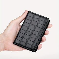 Men's Crocodile Pattern Leather Card Holder Aluminum Card Box