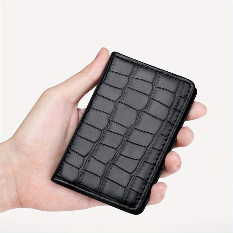Men's Crocodile Pattern Leather Card Holder Aluminum Card Box