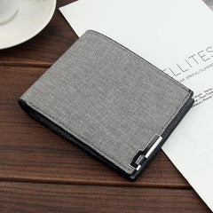 Men's Canvas Short Wallet Card Holder Coin Purse Gift