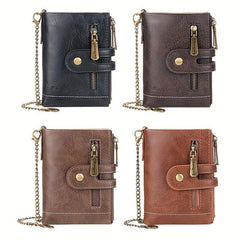 Men's Short Wallet Zipper Coin Purse Card Holder Money Clip