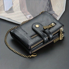 Men's Short Wallet Zipper Coin Purse Card Holder Money Clip