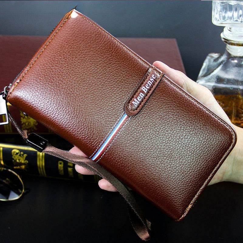 PU Leather Zipper Handbag Business Handbag Card Slots Wallet