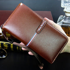 PU Leather Zipper Handbag Business Handbag Card Slots Wallet