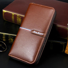 PU Leather Zipper Handbag Business Handbag Card Slots Wallet