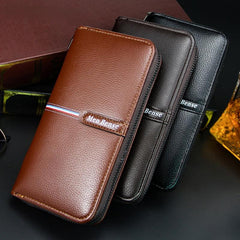 PU Leather Zipper Handbag Business Handbag Card Slots Wallet